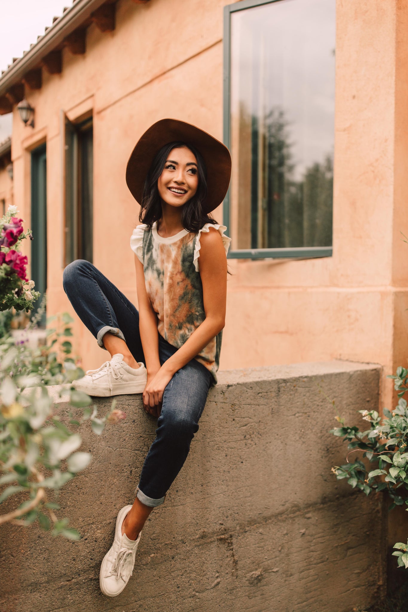 Falling Leaves Textured Tie Dye Top