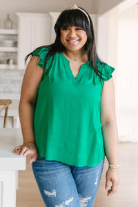 Fantastic Ruffle Sleeve in Kelly Green