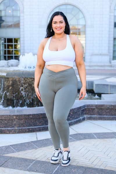 Feel The Groove Cross Front Leggings In Sage