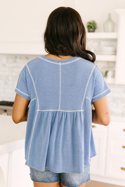 Feelin' Happy in Blue Babydoll Top