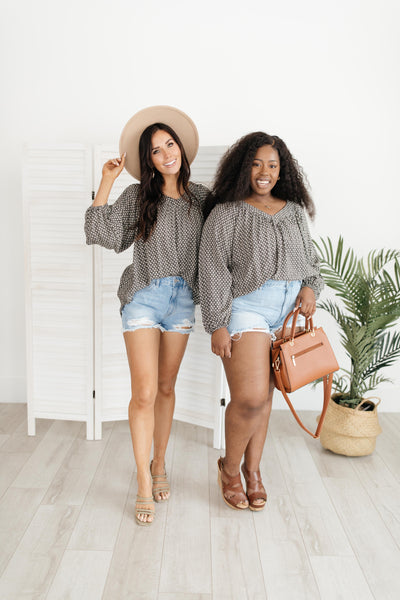 Feelin' The Breeze Blouse in Charcoal