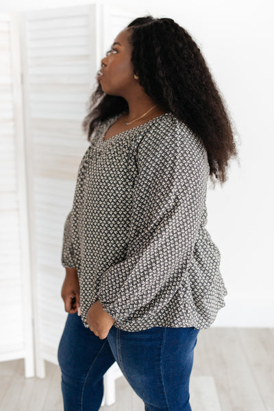 Feelin' The Breeze Blouse in Charcoal