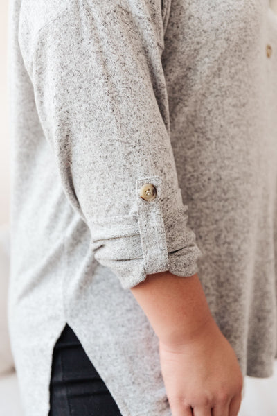 Feeling Cozy Top In Heather Gray