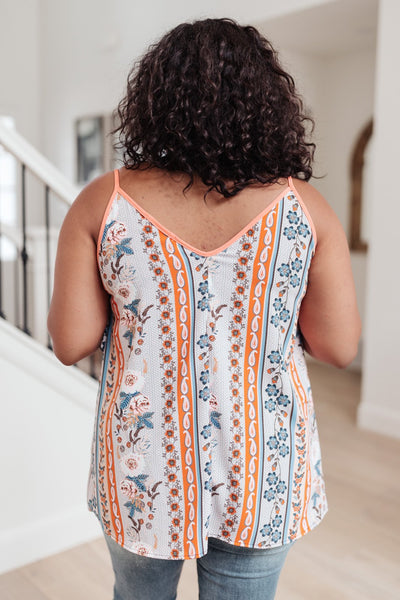 Flirty Florals Tank in Blush/Orange