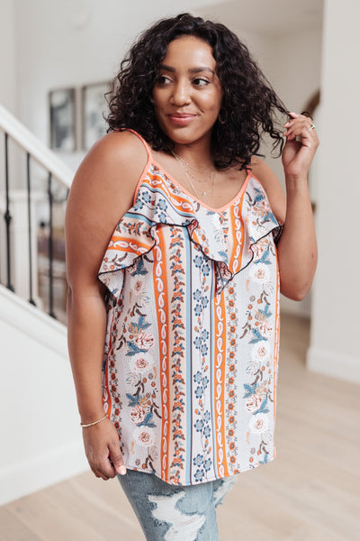 Flirty Florals Tank in Blush/Orange