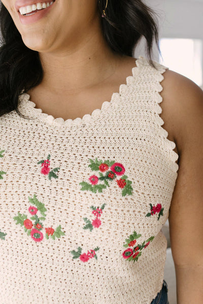 Floral Cropped Tank Sweater