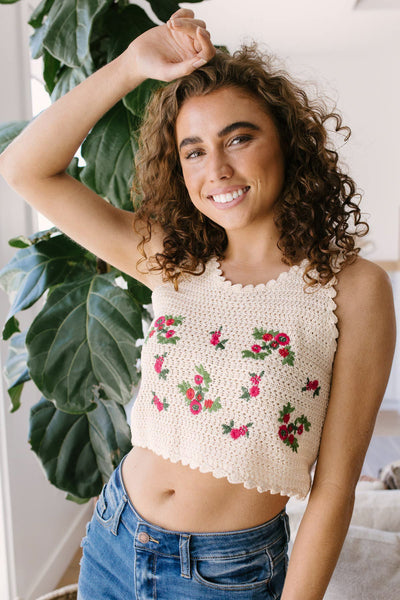 Floral Cropped Tank Sweater