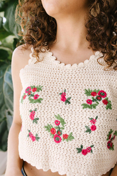 Floral Cropped Tank Sweater