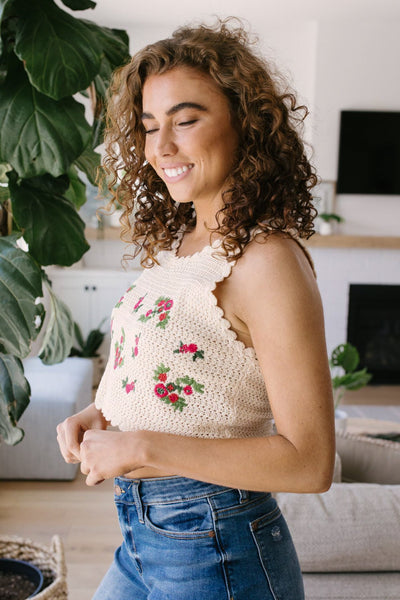 Floral Cropped Tank Sweater