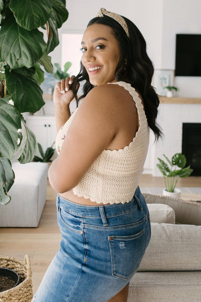 Floral Cropped Tank Sweater