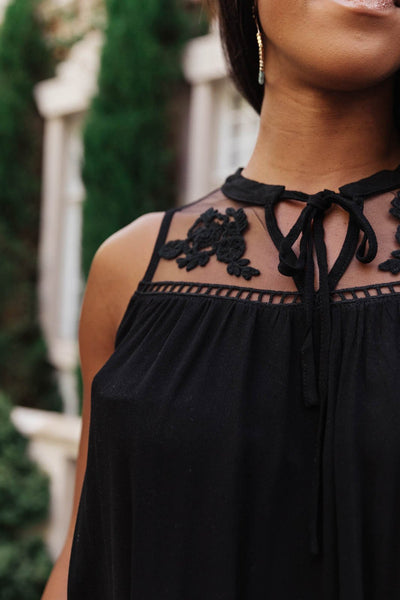 DELETE THIS PRODUCT Floral Embroidered Swing Top in Black