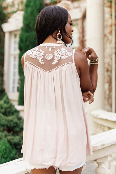 Floral Embroidered Swing Top in Pink