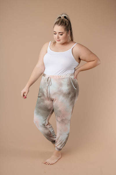 Forgotten Dreams Tie Dye Joggers In Taupe