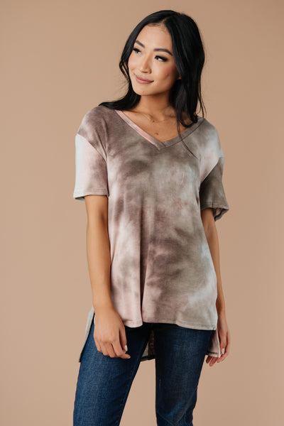 Forgotten Dreams Tie Dye Top In Taupe