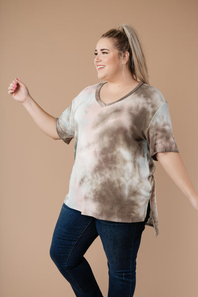 Forgotten Dreams Tie Dye Top In Taupe