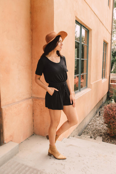 From Romp To Rest Romper In Black