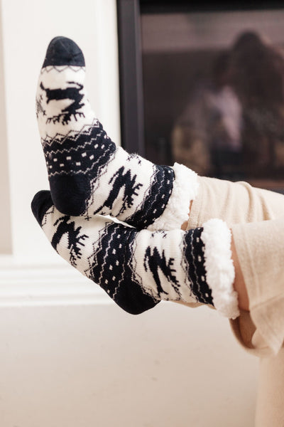 Fuzzy Holiday Socks In Black