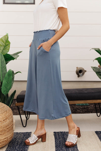 Go Get 'Em Gaucho Pants In Blue Gray