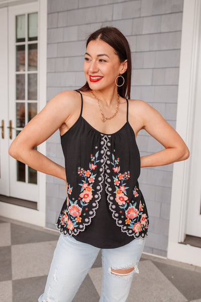 Garden Picnics Embroidered Tank