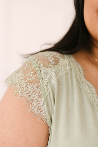 Garden and Lace Top in Sage