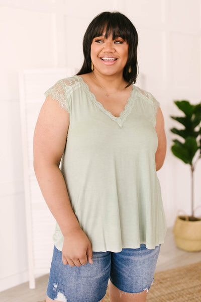 Garden and Lace Top in Sage