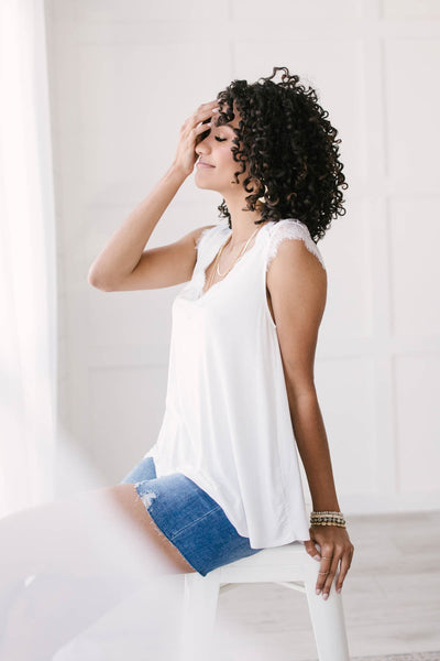 Garden and Lace Top in White