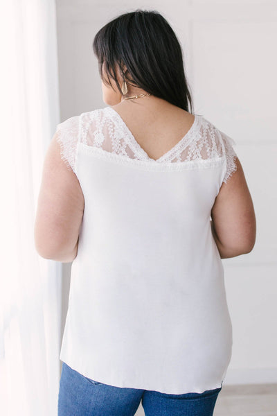 Garden and Lace Top in White