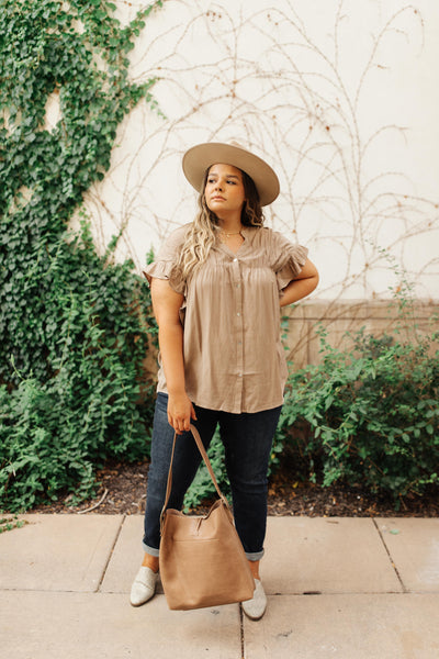 Gather Round Mocha Button Down