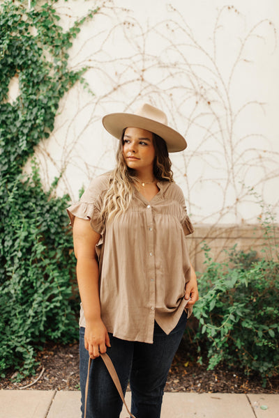 Gather Round Mocha Button Down