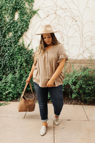 Gather Round Mocha Button Down