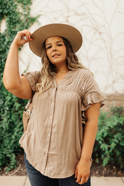 Gather Round Mocha Button Down