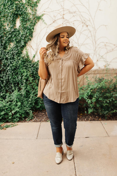 Gather Round Mocha Button Down