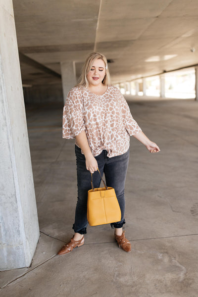 Giraffe Print Bell Sleeve Top