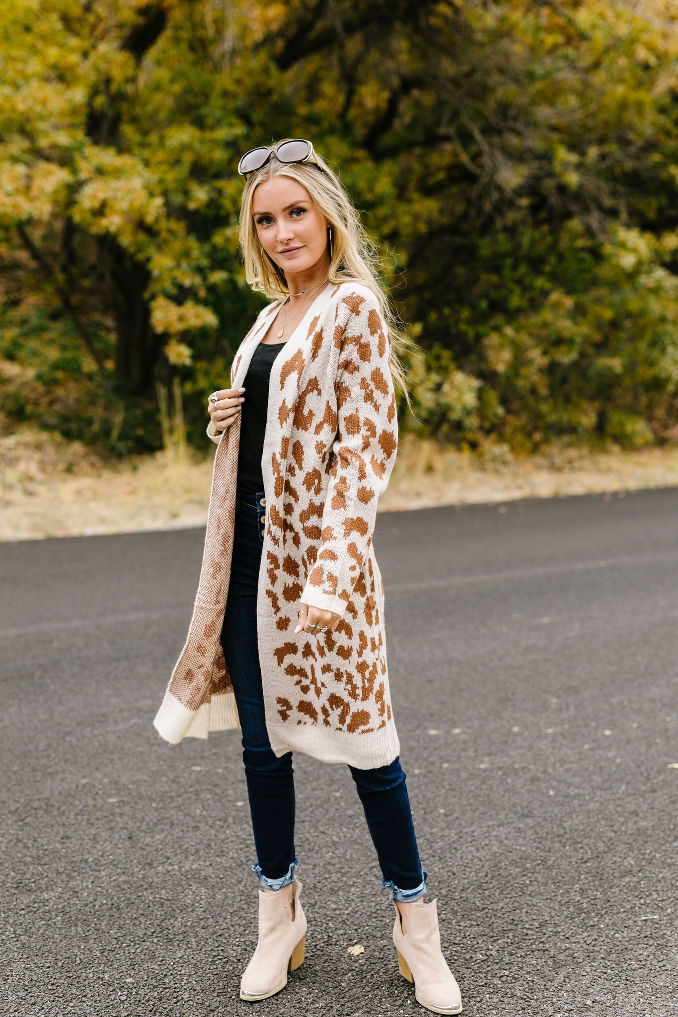 Giraffe Print Long Cardigan