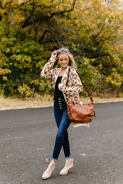 Giraffe Print Long Cardigan