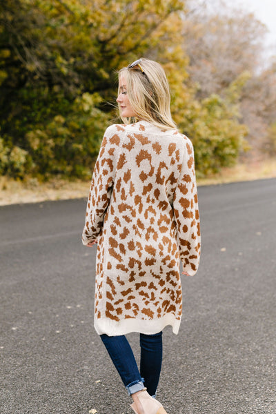 Giraffe Print Long Cardigan