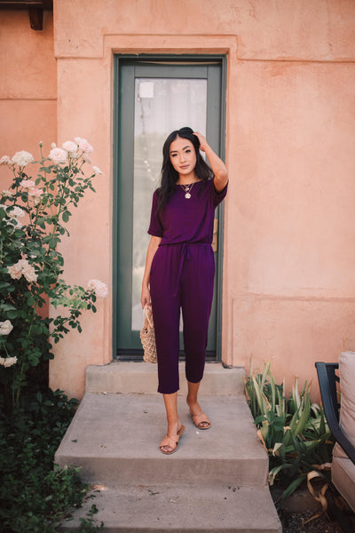 Girl Next Door Jumpsuit In Plum