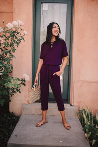 Girl Next Door Jumpsuit In Plum