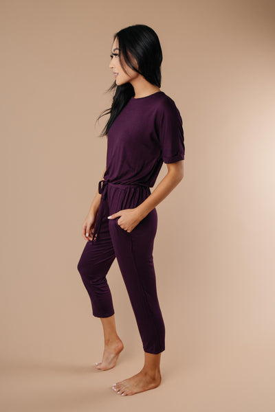 Girl Next Door Jumpsuit In Plum