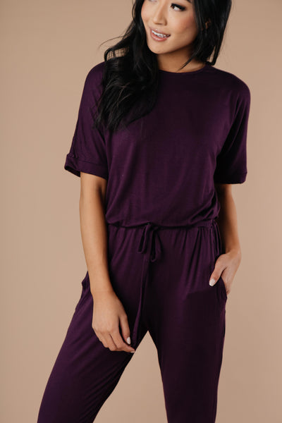 Girl Next Door Jumpsuit In Plum