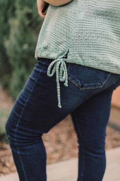 Girls Don't Sweat Sweater In Antique Blue