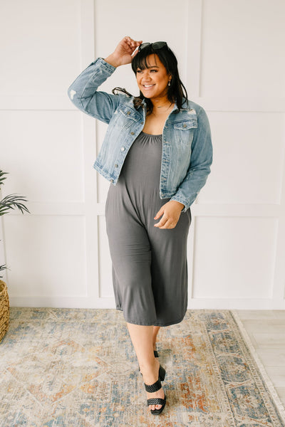 Good Better Best Cropped Tank Jumpsuit in Charcoal