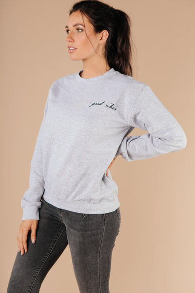 Good Vibes Heather Gray Sweatshirt