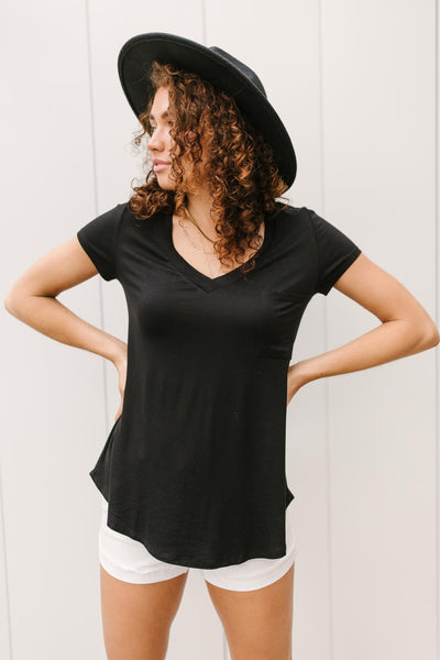 Gotta Love A Chest Pocket Tee in Black