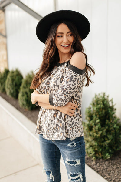 Grin & Bare It Animal Print Top in Ivory