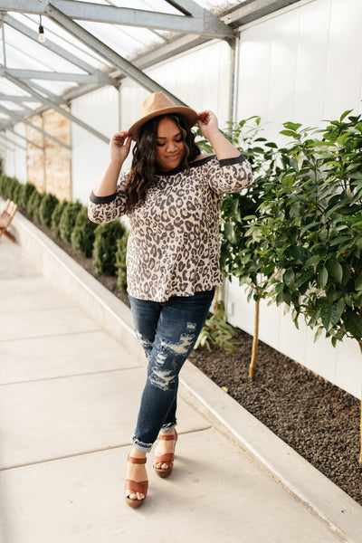 Grin & Bare It Animal Print Top in Ivory