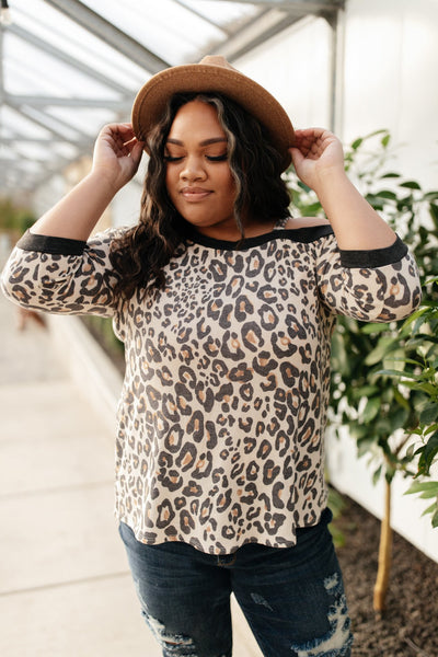 Grin & Bare It Animal Print Top in Ivory