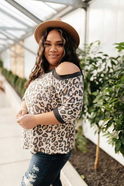 Grin & Bare It Animal Print Top in Ivory