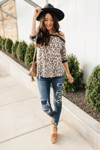 Grin & Bare It Animal Print Top in Ivory