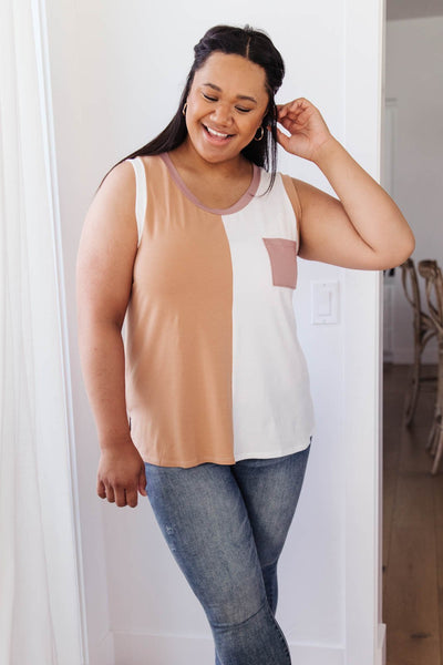 Half & Half Color Block Top In Harvest Gold